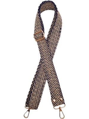 Angel Çanta Aksesuar 120X3 cm Jüt Kolon Çanta Sapı Lacivert Renk Light Gold Metalli