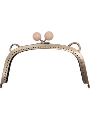 Angel Çanta Aksesuar 18.5 cm Pudra Renk Toplu Oval Çanta Klipsi Çanta Bursu Antik Metal