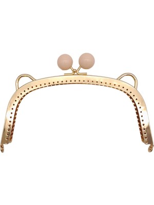 Angel Çanta Aksesuar 18.5 cm Pudra Renk Toplu Oval Çanta Klipsi Çanta Bursu Light Gold Metal
