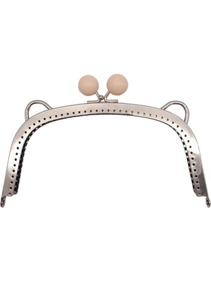 Angel Çanta Aksesuar 18.5 cm Pudra Renk Toplu Oval Çanta Klipsi Çanta Bursu Gümüş Metal