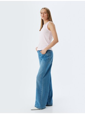 Koton Taşlı Atlet Yuvarlak Yaka Ribanalı Slim Fit