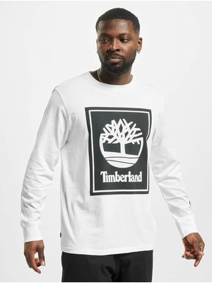 Timberland Ls Front Stack Logo Tişört Beyaz