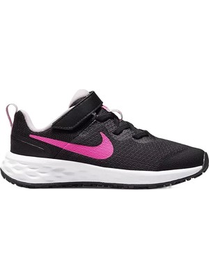 Nike Revolution 6 Walk Shoes Lastik Ipli Kolay Giyimli Yürüyüş Ayakkabısı Siyah Pembe Swoosh