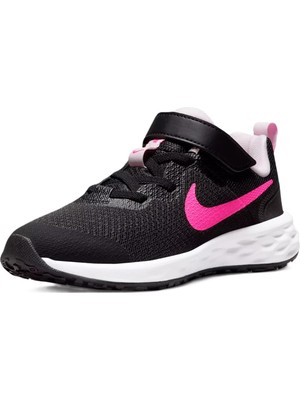 Nike Revolution 6 Walk Shoes Lastik Ipli Kolay Giyimli Yürüyüş Ayakkabısı Siyah Pembe Swoosh