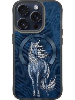 Nimmy iPhone 15 Pro Uyumlu | MagSafe Destekli 3D Gerçek Nakış İşlemeli Unicorn Kılıf