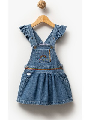 Overdo Kız Çocuk Rainbow Nakışlı Mavi Kot Jile