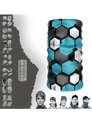 E-Taktik Extreme Altıgen Mavi Gri Renkli Boyunluk Bandana Baf Toka Maske Saçbandı