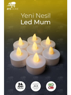 BYSHOME 24 Adet Sarı Işıklı LED Mum El Mumu Tealight Piller Dahil Kullanıma Hazır