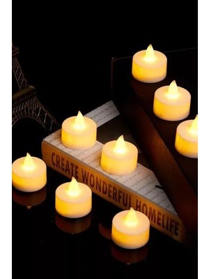 BYSHOME 24 Adet Sarı Işıklı LED Mum El Mumu Tealight Piller Dahil Kullanıma Hazır