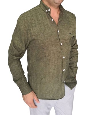 Bay Aygün 4108 Reguler Kalıp Jakar Gömlek _haki