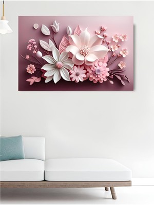 Tekno Trust Çok Renkli Pink Flowers Dekoratif Kanvas Duvar Tablo Çerçevesiz 1 Parça Kanvas Modern