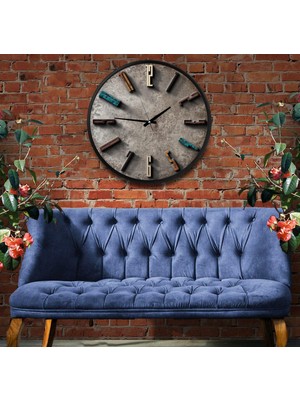 Emya Home Stone Kanvas (Ahşap) Duvar Saati - 50 cm