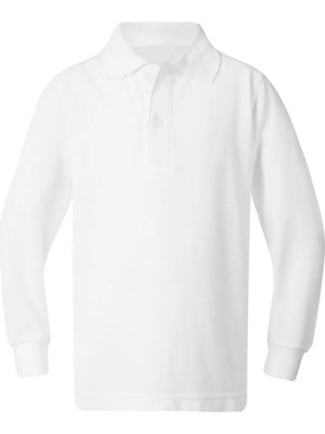 Okul Tshirt , Beyaz Uzun Kollu Polo Yaka Kız Erkek Çocuk  Okul Tişörtü