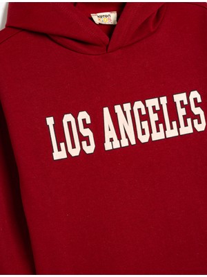 Koton Kapşonlu Sweatshirt Los Angeles Baskılı Şardonlu