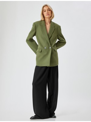 Koton Kruvaze Oversize Blazer Ceket Düğmeli Ters Yaka