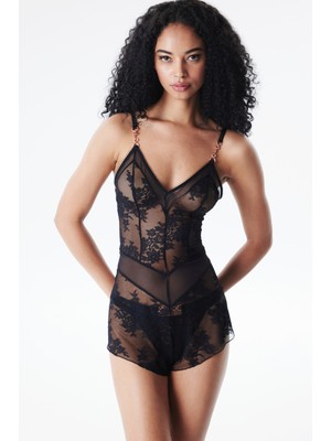 Penti Elektra Lace Teddy Siyah Tulum - Privee Koleksiyonu