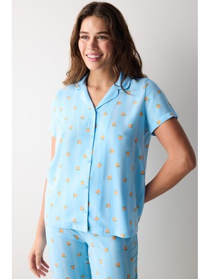 Penti Fruits Mavi Gömlek Pantolon Pijama Takımı