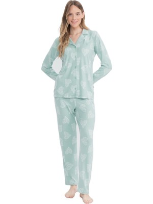U.S. Polo Assn. Kadın Mint Boydan Patlı Pijama Takımı