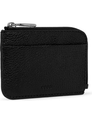 Ecco Card Case Zipped Pebbled Leather