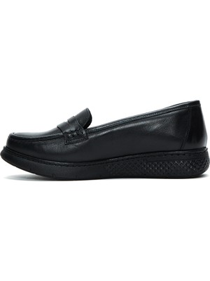 Derimod Kadın Siyah Deri Comfort Loafer 24WFD410218