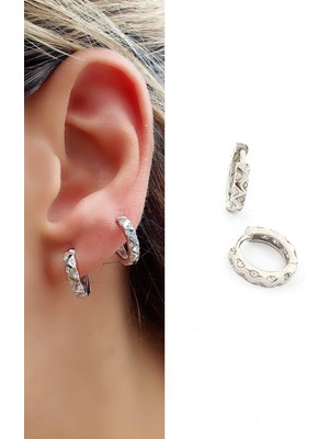 Ose Shop  Italyan 925AYAR Gümüş  Zirkon Taş Detaylı Trend Küpe