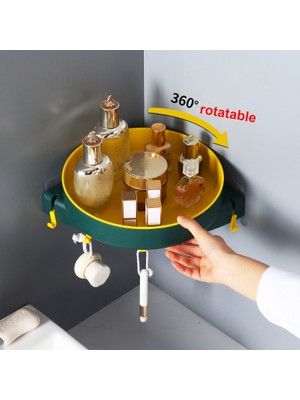 Xifu Shop C Beyaz Duvar Montaj Stili 360° Dönebilen Banyo Rafı Organizer Duvara Monte Köşe Depolama Rafı Mutfak Duş Şampuan Tutucu Banyo Aksesuarları (Yurt Dışından)