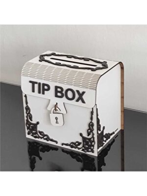 Kumi Beyaz Tip Box Kumbara ve Bahşiş Kutusu Tipbox