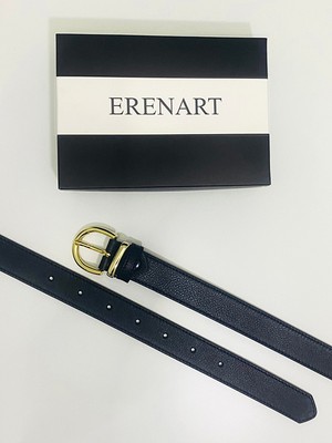 Erenart %100 Hakiki Deri Gold Tokalı Siyah Kemer, Kadın Kemeri  Pantolon Kemeri