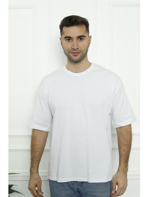 Tom John Erkek T-Shirt Siyah Beyaz Oval Kesim 2 Li Set Mıxcolor