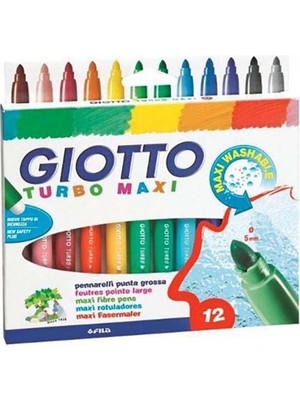 Giotto Turbo Maxi Jumbo 12’li Keçeli Kalem 454000 Maxi Yıkanabilir Renkli Kalem Seti