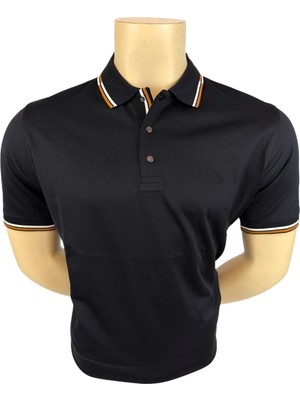 Sabri Özel Erkek T-Shirt Merserize Kısa Kol Polo Yaka Renkli Yaka Biyeli
