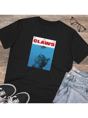 Bs Moda Unisex Claws Baskılı Siyah Basic Tshirt