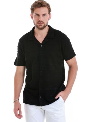 Siyah Regular Fit Düz Polo Yaka Tişört
