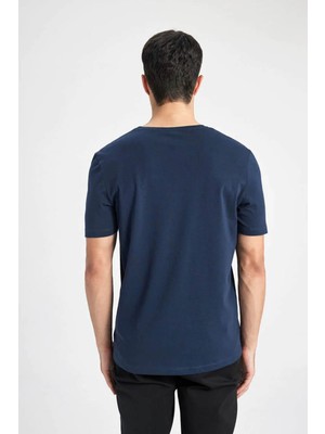 Defacto Erkek T-Shirt Indigo T5014Az/In75