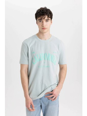Defacto Erkek T-Shirt Mint Yeşili B9002Ax/Gn1093