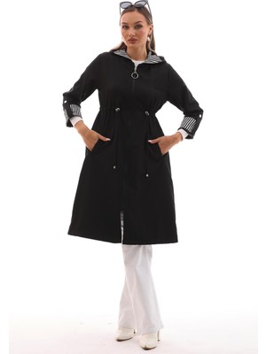 Şimal Kadın Yakası Manşetleri Çizgi Detaylı Beli Büzgülü Uzun Trenckot 245049 -