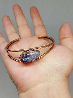 Yaşam Tohumu Ametist Taşı Bakır Bileklik (52586)