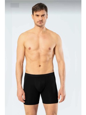 Cacharel 1336 Erkek Bel Bantlı Likralı Uzun Paçalı Boxer-Siyah