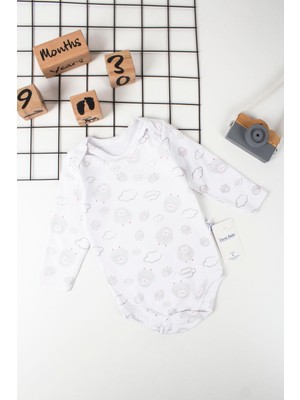 Murat Baby Kuzu Bulut Baskılı Unisex Çıtçıtlı Badi