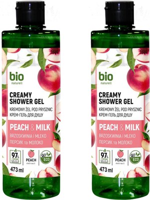 Bio Naturell % 97 Organik Krem Duş Jeli Peach & Milk  2 x 473 Ml.