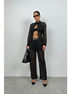 Black Fashion Brode Gömlek Pantolon Takım