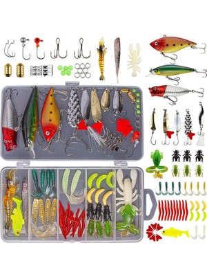 Epazzar Sahte Olta Yem ve Aksesuar Seti 78 Parça Iğne Silikon Karışık Yem Takımı Tatlı ve Tuzlu Su Uyumlu