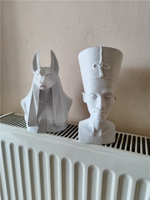 Gencax Antik Mısır Nefertiti Ve Anubis Biblo 20 Cm