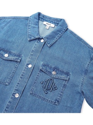 İpekyol Monogram Nakışlı Denim Gömlek