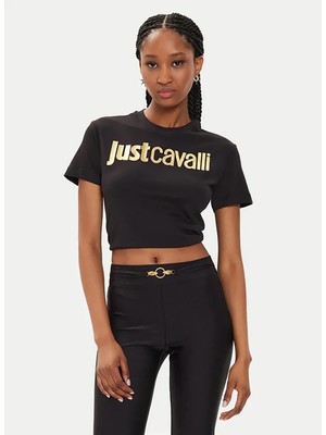 Just Cavalli Yuvarlak Yaka Baskılı Beyaz Kadın T-Shirt 76Pahg11