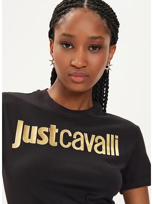 Just Cavalli Yuvarlak Yaka Baskılı Beyaz Kadın T-Shirt 76Pahg11