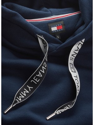 Tommy Jeans Düz Lacivert Kadın Sweatshırt Tjw Bxy Logo Drawcord Hoodıe Ext