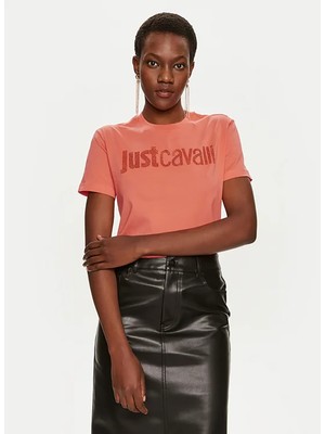 Just Cavalli Yuvarlak Yaka Baskılı Beyaz Kadın T-Shirt 76Pahe03