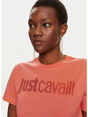 Just Cavalli Yuvarlak Yaka Baskılı Beyaz Kadın T-Shirt 76Pahe03