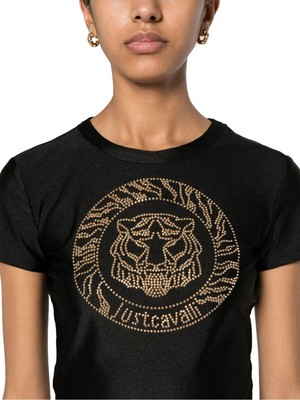 Just Cavalli Yuvarlak Yaka Baskılı Beyaz Kadın T-Shirt 76Pahe08